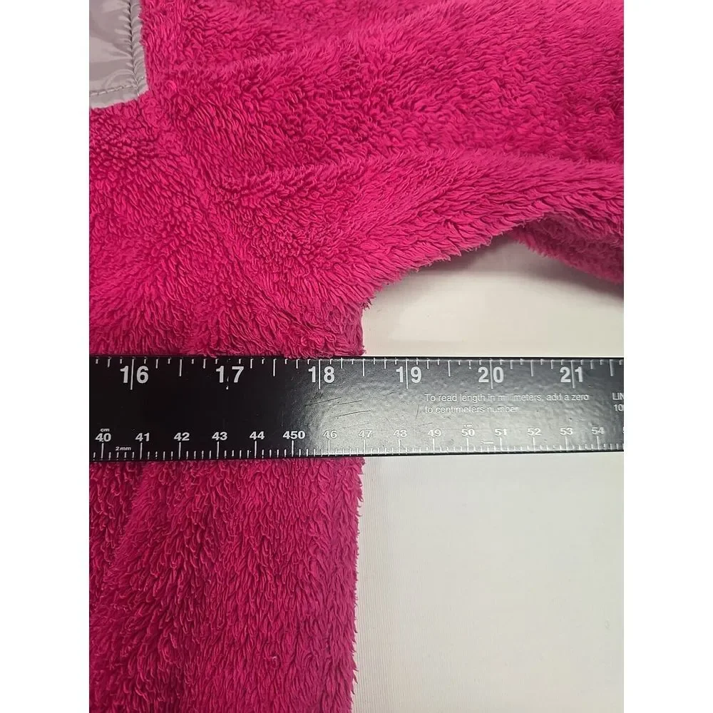 The North Face Kids Girls Large 14/16 Jacket Pink Gray Oso Fleece Hood Zip Front